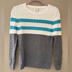 Croft & Barrow Women's Cable Knit Sweater M Color Block Preppy Coastal Grandma
